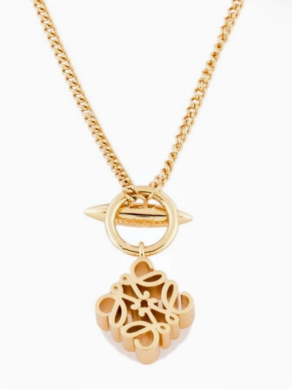 Loewe Anagram Pendant Toggle Necklace Gold